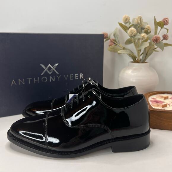 Anthony Veer Clinton Leather Tux Cap-Toe Oxford Dress Shoe Black Men 6.5 EEE NWB main image 4